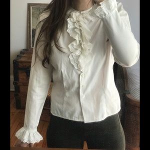 Vintage White Ruffle Bowie Blouse